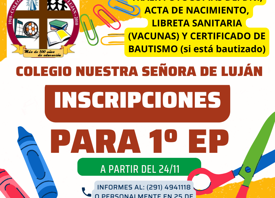 Inscripciones para 1° grado de Escuela Primaria del Cole